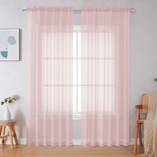 Blush Sheer Curtains 84 Inches Long (Blush / 59"W x 84"L (Pack of 2))