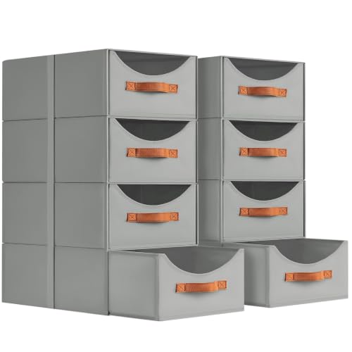 Stackable Storage Drawers (Gray / 16 Inch. - 8 Pack)