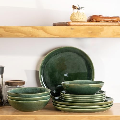 Ceramic Plates Set of 6 (Earth Green / 8.5 Inch)