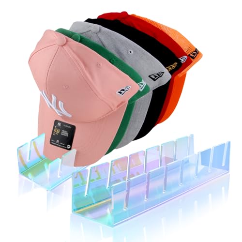 Hat Organizer for Baseball Caps Hat Rack Acrylic Hat Stand 2Pack No Install (Multicolor-2Pack)