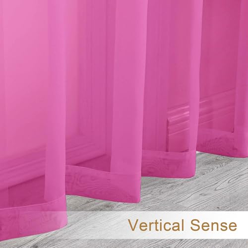 Extra Long Sheer Curtains 120 Inches Long 2 Panels Set (Hot Pink / 42"W x 120"L (Pack of 2))
