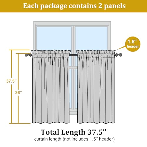 Short Sheer Curtains 36 Inches 2 Panels Set (Ivory / 42"W x 36"L (Pack of 2))