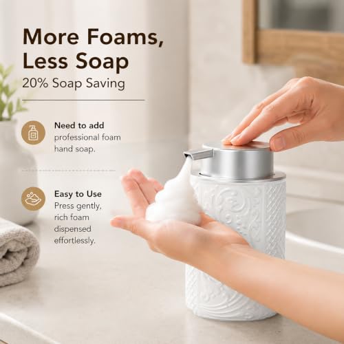 Ceramic Beige Foaming Soap Dispenser (Z-oatmeal-ceramic / ~12oz)