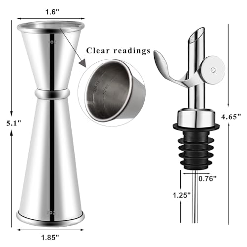 Jigger with 2 Auto Flip Pourers (1 Jigger+ 2 Auto Flip Pourers / Silver)