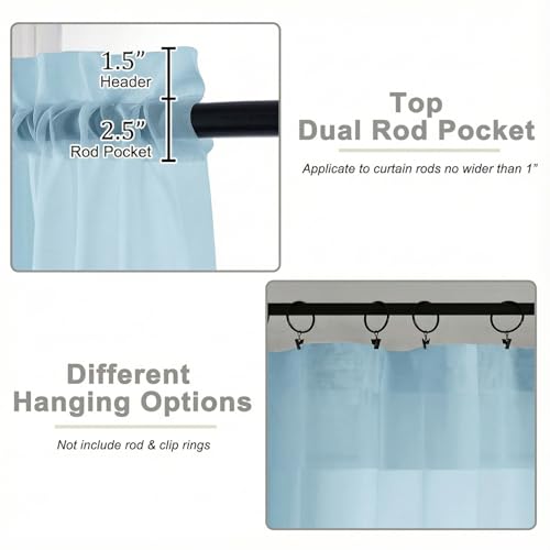 Sheer Curtains 84 Inches Long 2 Panels Set for Bedroom Living Room (Sky Blue / 42"W x 84"L (Pack of 2))