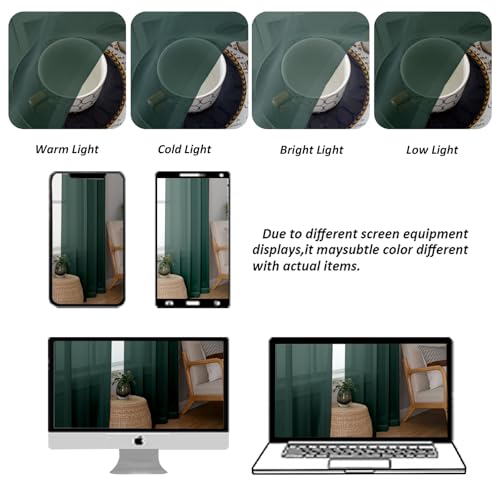 Sheer Valances for Windows 2 Pack (Hunter Green / 42"W x 18"L (Pack of 2))