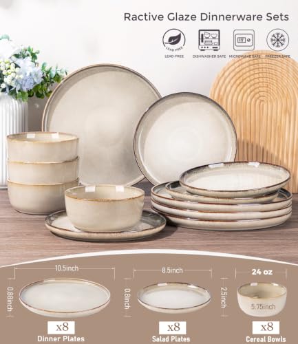 Dinnerware Sets for 8 (Almond Cream / Service for 8(24Pcs))
