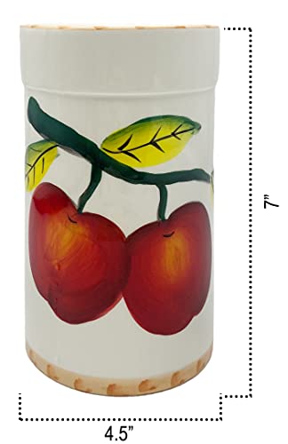 Tuscany Red Apple with Bamboo Trim Hand Painted (Red Apple with Bamboo Trim)