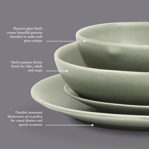 Zion Mist 16 Piece Stoneware Reactive Glaze (Green (Zion Mist) / Service for 4 (16pcs))