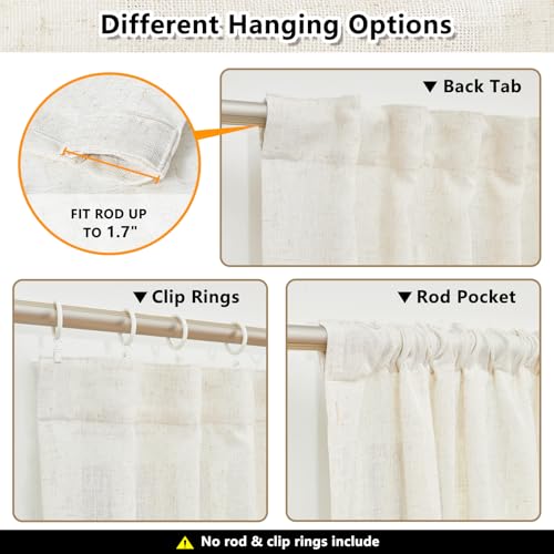 Linen Curtains for Living Room (50"W x 84"L (Pack of 2) / Linen)