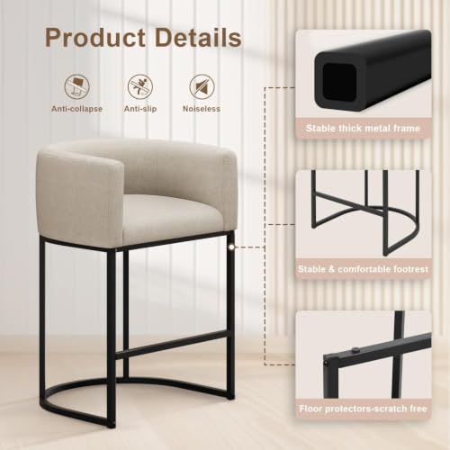 26" H Counter Height Bar Stools Set of 1 (Beige / Set of 1)
