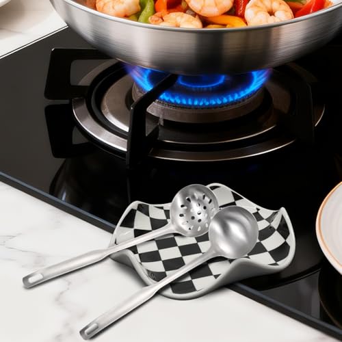 Ceramic Spoon Rest (Black/White)