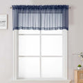 Navy Blue Sheer Valances for Windows 18 Inch Length 2 Pcs (Navy Blue / 42"W x 18"L (Pack of 2))