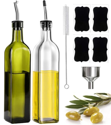 Glass Olive Oil Dispenser Bottle Set of 2