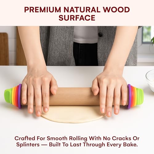 Rolling Pin with Thickness Rings (13.7''x2.75''x2.75'')