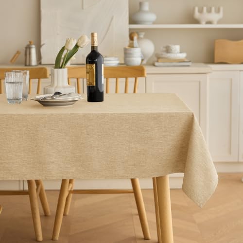 Faux Linen Small Rectangle Tablecloth for Kitchen Dining Room (Beige / 52" x 70" (Rectangular))
