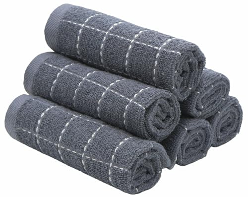 Terry Dish Rags Cloths (Grey / 12 x 12 Inches)