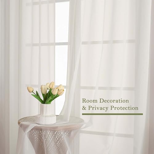 Ivory Sheer Curtains 120 Inches Long 2 Panels (Ivory / 59"W x 120"L (Pack of 2))