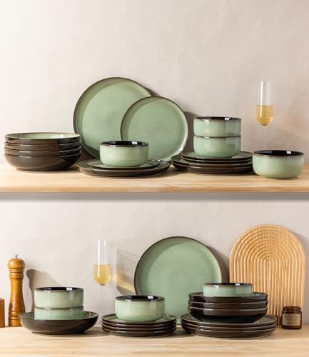 Ceramic Dinnerware Sets for 4 (Modern-Light Green / Service for 4 (12 Pcs))
