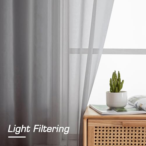 Sheer Voile Window Treatment Rod Pocket Curtain Panels for Kitchen Bedroom Living Room Drapes Sunlight Filtering Privacy Semi Home Decor Assorted (42"W x 90"L (Pack of 2) / Charcoal Grey)