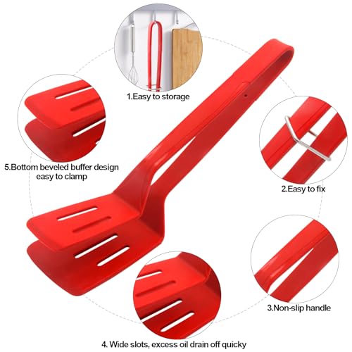 Silicone Cooking Tongs 11" Stainless Steel (1 Pack Red)