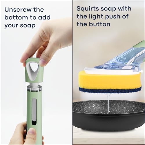 Dish Brush with Soap Dispenser (Green)