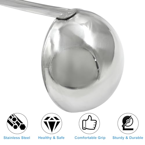 3 Pcs 4 oz Soup Ladle Set with Long Hooked Handle (4 oz)
