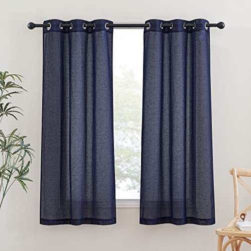 Living Room Curtains 63 inch Length (36"W x 63"L (Pack of 2) / Dark Blue)