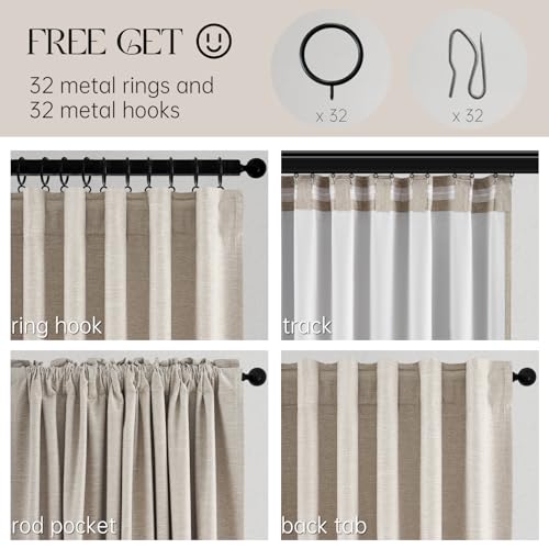 Custom Drapery 92 Inch Long Blackout 2 Panels Neutral Linen Blackout Curtains (Natural Linen / 52"W x 92"L (Pack of 2))