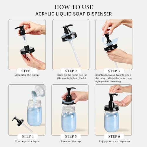 Plastic Mason Jar Soap Dispenser with Pump Lid 16OZ (Black)