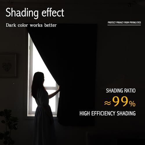 Thermal Blackout Curtains with Self Adhesive Tape No Rod No Drill Easy Install Window Cover for Bedroom Kitchen Dorm 58" W x 71" L Grey 1 Panel (58"W x 71"L (Pack of 1) / Grey)