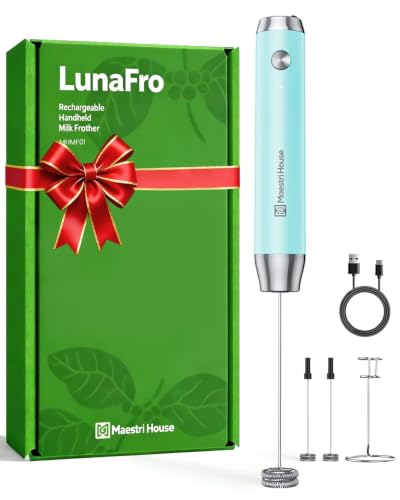 LunaFro Rechargeable Milk Frother (Soft Aqua(Gift Box))