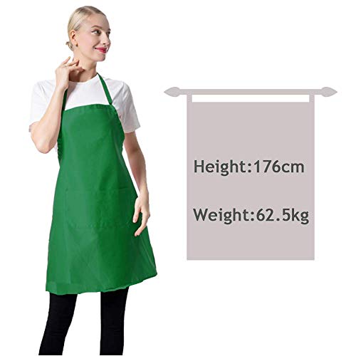 Total 12 PCS Plain Color Bib Apron Adult with 2 Front Pocket (Mixed Colour)
