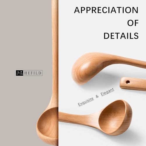 Wooden Soup Ladle for Cooking (Beech Yellowish / 10.8″-2.0oz)