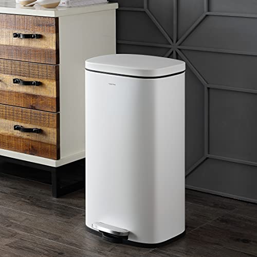 Curtis 8 Gal Step Trash Can Soft Close 25" (White)