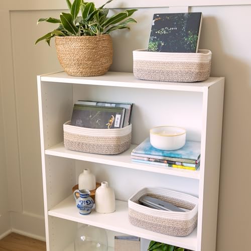 11.8"x8"x4.5” Storage Baskets for Shelves 3 Pack (3-Tone Brown / 11.8" x 8" x 4.5")