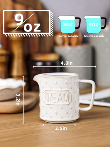 Ceramic Creamer Pitcher (Vintage White)