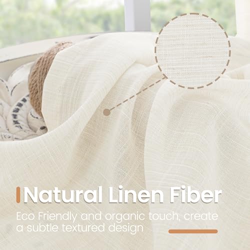 Short Ivory Linen Curtains 36 Inches Long for Cafe Kitchen (Ivory / 30"W x 36"L (Pack of 2))