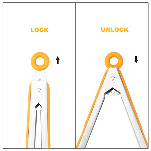 3 Pack Silicone Kitchen Tongs (Orange)