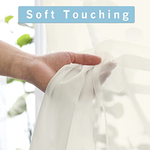 Sheer Curtains 90 Inches Long (Ivory / 42"W x 90"L (Pack of 2))