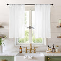 45 Inch Length White Linen Curtains for Short Window (White / 30"W x 45"L (Pack of 2))