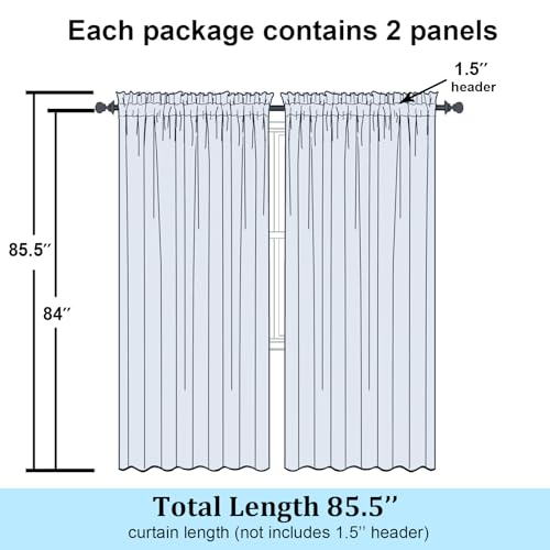 Black Sheer Curtains 84 Inches Long (Black / 59"W x 84"L (Pack of 2))
