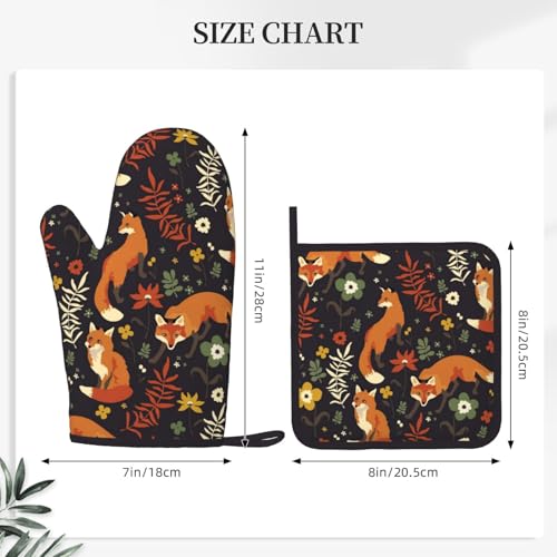 Fox Silicone Oven Mitts Pan Mats Set of 2 (Fox)
