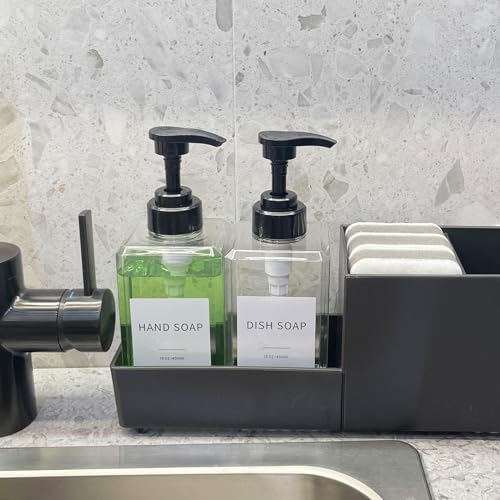 Clear Soap Dispenser with Waterproof Labels (15oz 2pack Clear)