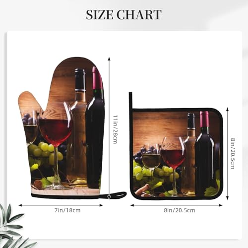 Wine Grapes Wooden Vintage Oven Mitts and Pot Holders Sets of 4 (Wine Grapes Wooden Vintage)