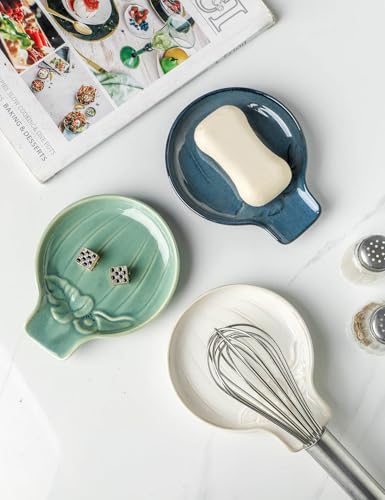 Ceramic Spoon Rest for Stove Top (Glazed Green)