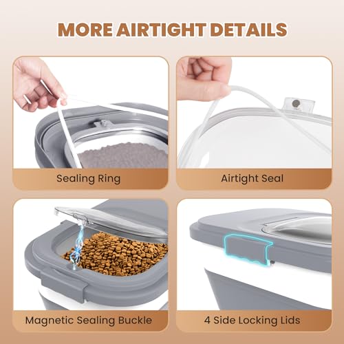 15 23Lbs Airtight Dog Food Storage Container (Grey/23 LBS)