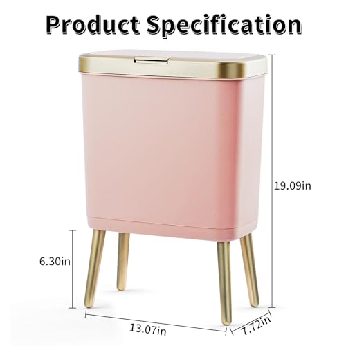 Bathroom Trash Can with Lid (Pink)
