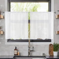 Solid Sheer Rod Pocket Curtain Voile Draperies 2 Panels White Beige Black Grey Coffee 26 Inch Width 40 Inch Long 1 Pair for Kitchen Bedroom Children Living Room Yard (White / 26"W x 40"L (Pack of 2))