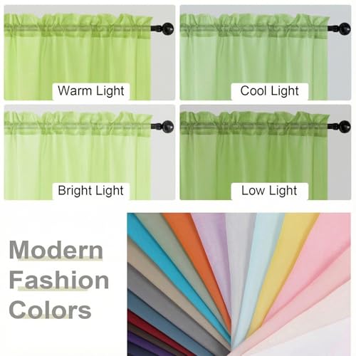 Sheer Curtains 63 Inch Length 2 Panels Set for Living Room Bedroom (Lime / 42"W x 63"L (Pack of 2))
